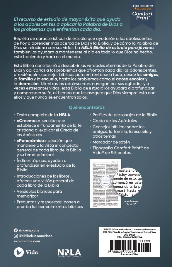 BIBLIA NBLA DE ESTUDIO PARA JÓVENES ADOLESCENTES